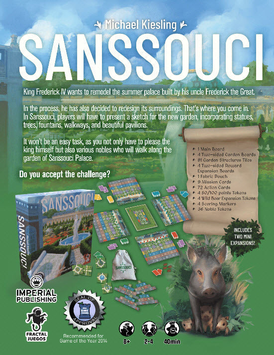 Sanssouci Board Game by Michael Keisling 2-4 Players (Imperial Publishing)