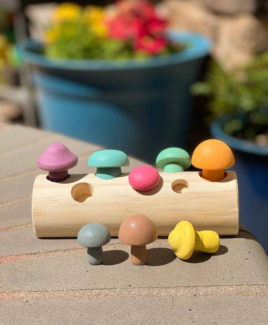 Mushroom Sorting Toy Wooden Montessori Colorful