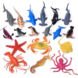 Sea Animals Bath Toys Rubber Ocean Creatures Figures