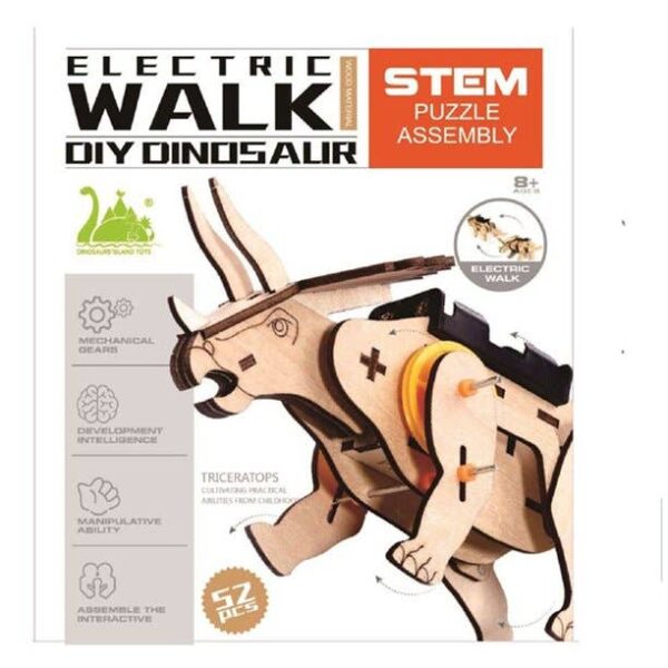 Triceratops DIY Electric Puzzle Assembly STEM Kit 52 pieces