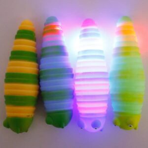 Colorful Caterpillar LED Lit-Up Soft Silicone Squishy Toy