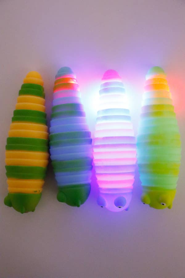 Colorful Caterpillar LED Lit-Up Soft Silicone Squishy Toy