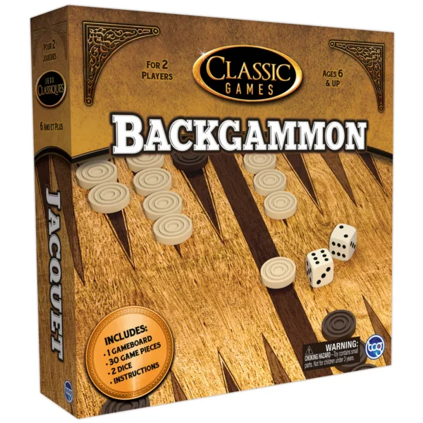 Classic Backgammon Game Board Set in Color