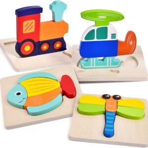 FUN LITTLE TOYS Wooden Puzzles for Toddlers