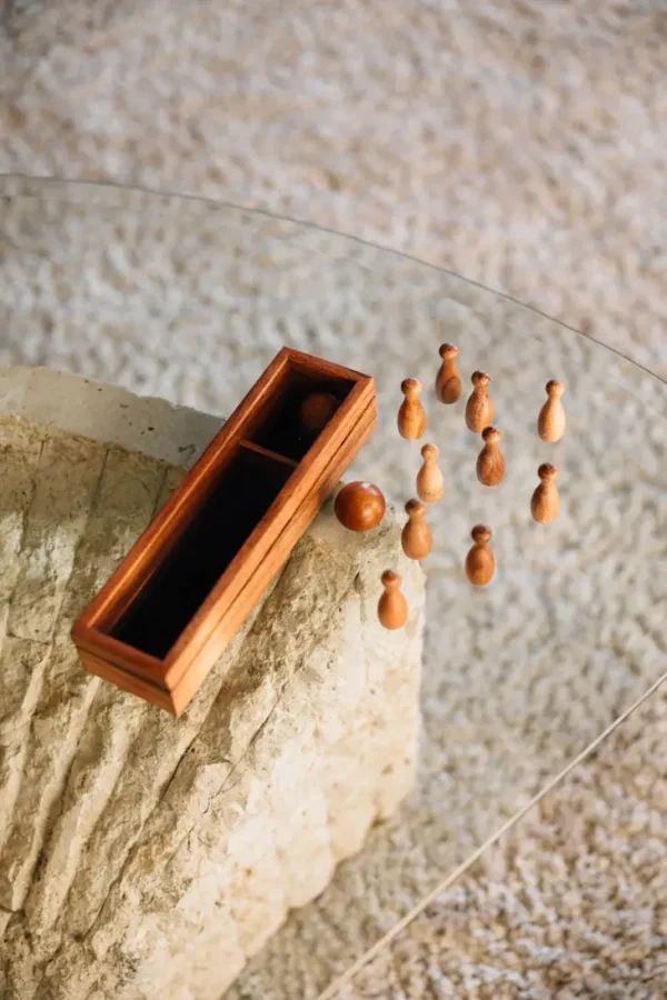 Handmade Tabletop Bowling Set in Wooden