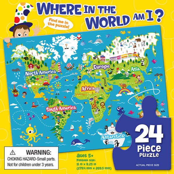 Where in the World Am I? 24-Piece Puzzle Geography Educational